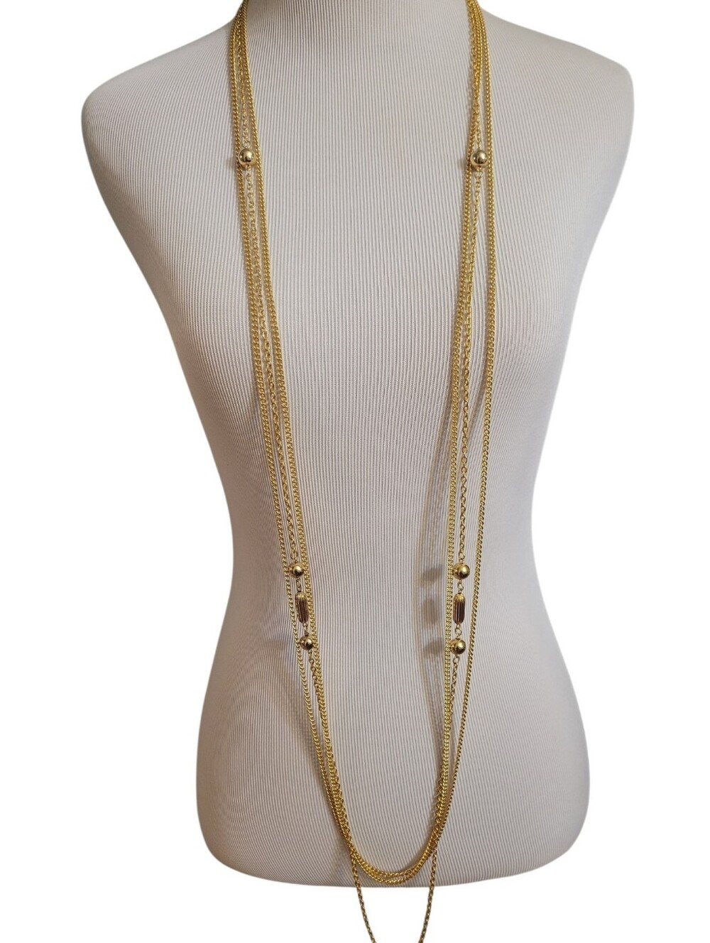 Vintage 1960's Gold-Tone Triple Strand Necklace